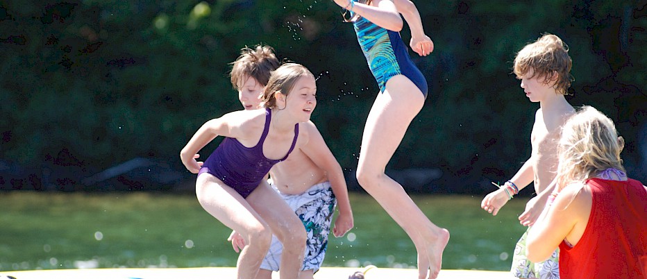 Campers will enjoy an extensive variety of Water Sports throughout the day.  Water Trampoline, Canoeing, Kayaking, Sailing, Surf Bikes, Paddle Boards, Instructional Swim and Recritional Ski & Wakeboard are just a few of our super water activities.