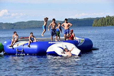 Aquatic trampoline at Canadian Adventure Camp